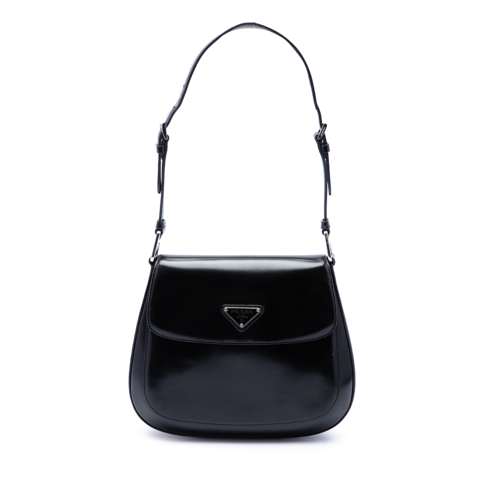 Pre-Loved Prada Medium Spazzolato Leather Cleo Flap Shoulder Bag